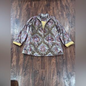 Soft Surroundings Multicolor Jacket with Yellow Accents Size L made in India